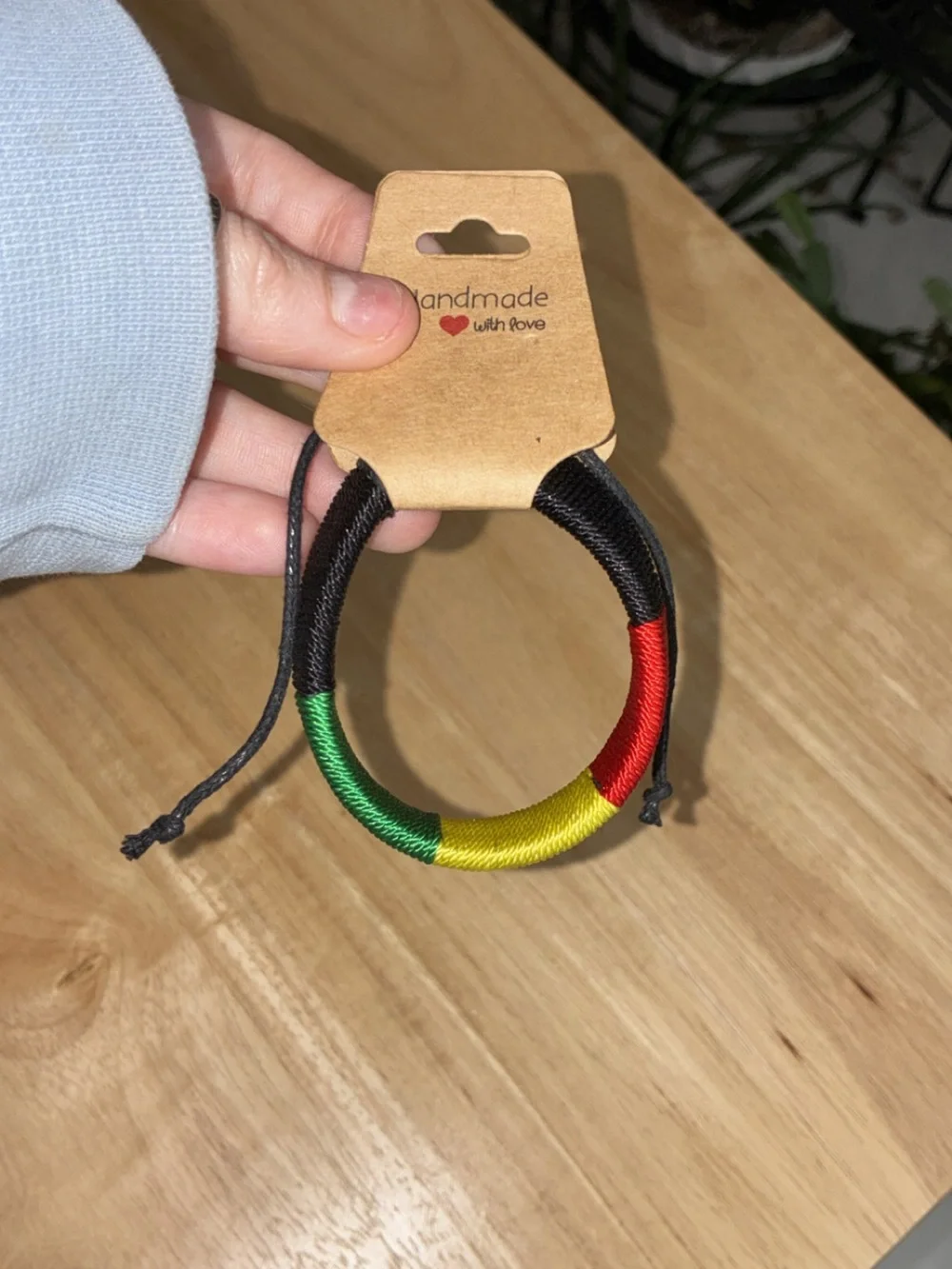 Handmade Rasta Leather & Woven Adjustable Cord Bracelet